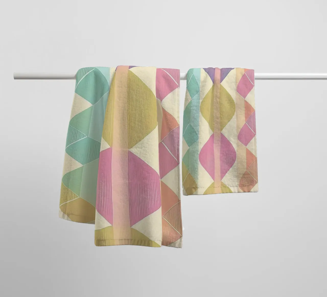 Elegant Geometric Pastel Rainbow Design for Modern Spaces towel by HoneyDesignsByK