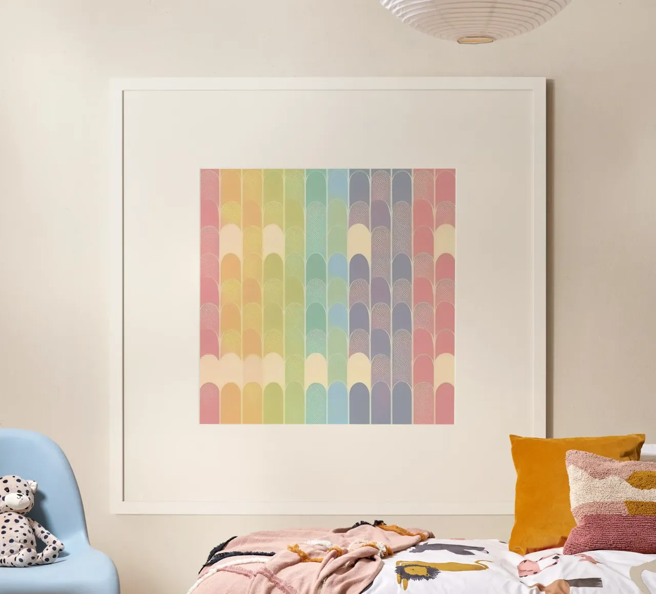 Pastellfarbene Regenbogenbögen mit Farbverlauf: Ein beruhigendes Kunstwerk Poster mit Holzrahmen von HoneyDesignsByK