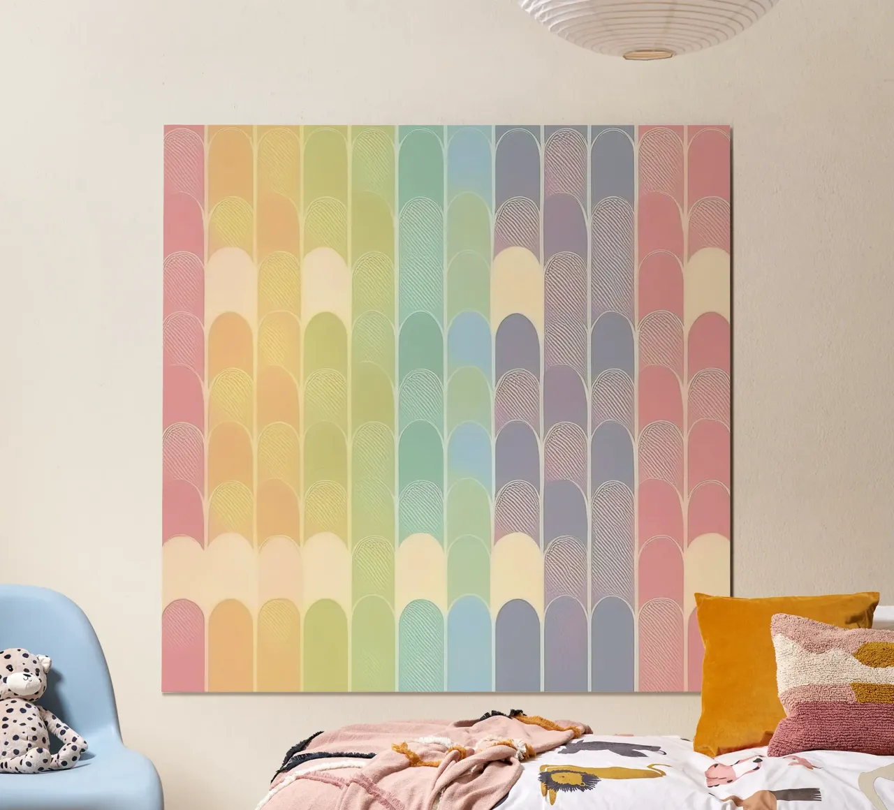 Pastellfarbene Regenbogenbögen mit Farbverlauf: Ein beruhigendes Kunstwerk Poster mit Holzrahmen von HoneyDesignsByK