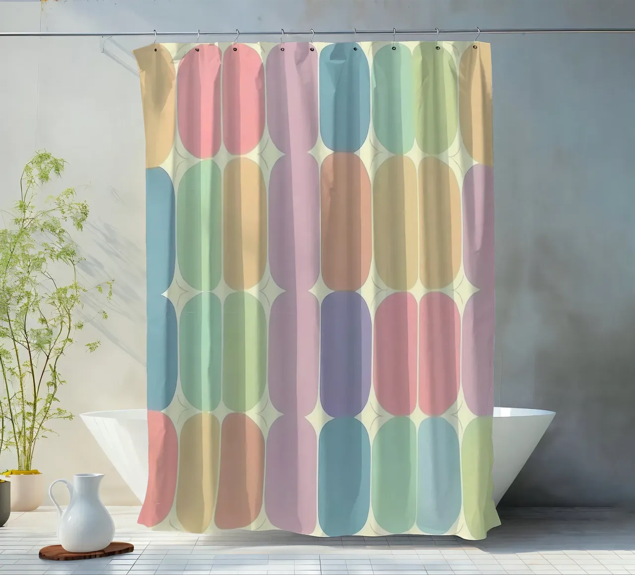 Ovali pastello retrò: Un motivo giocoso per la vostra casa tenda da doccia da HoneyDesignsByK