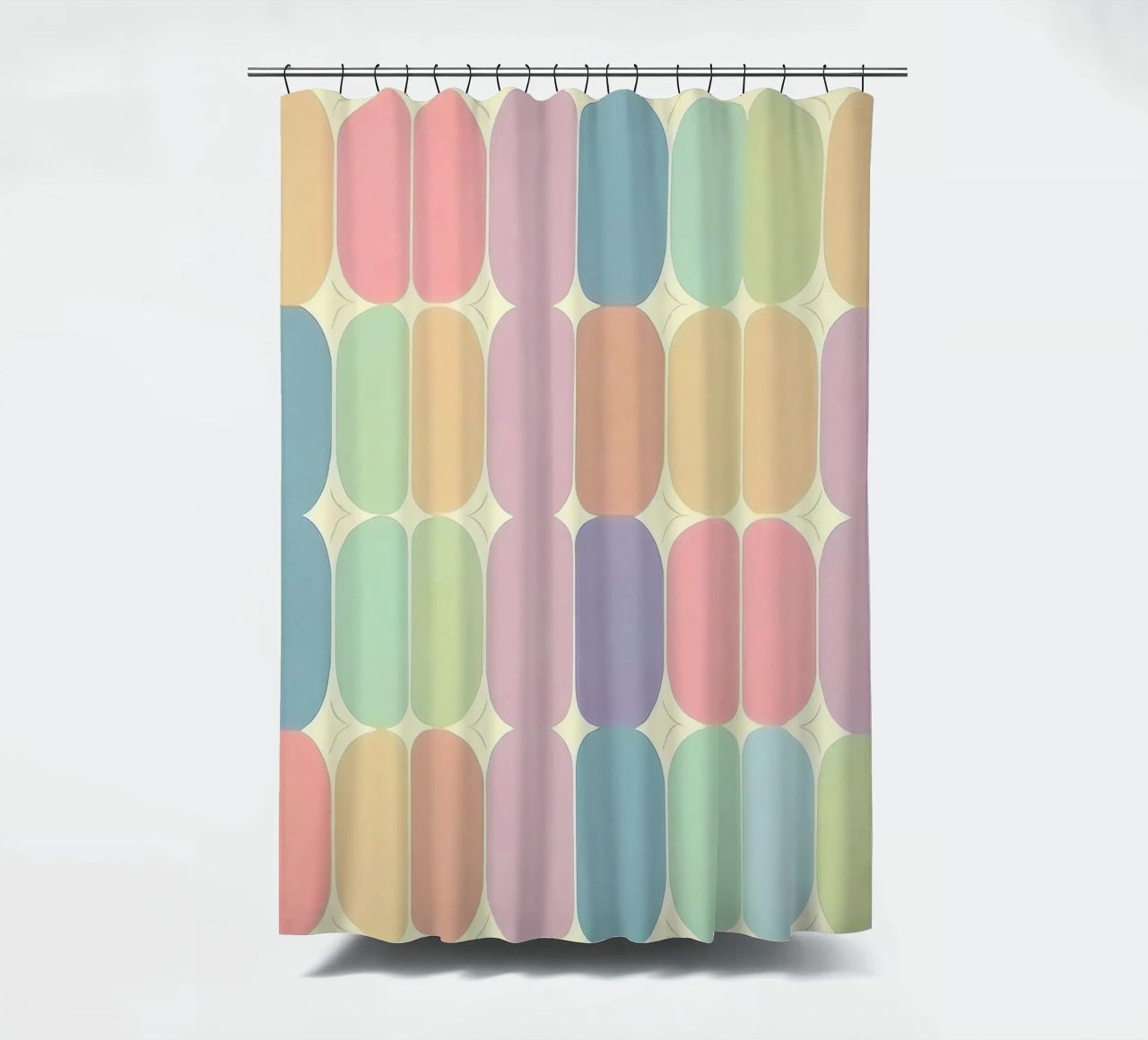 Retro Pastel Ovals: A Playful Pattern for Your Home shower curtain by HoneyDesignsByK