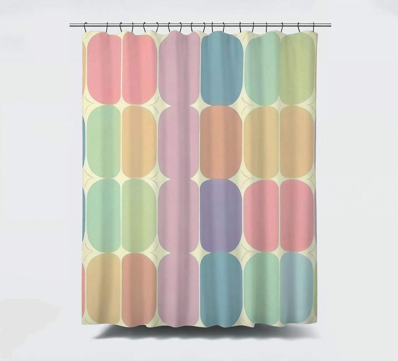 Retro Pastel Ovals: A Playful Pattern for Your Home shower curtain by HoneyDesignsByK
