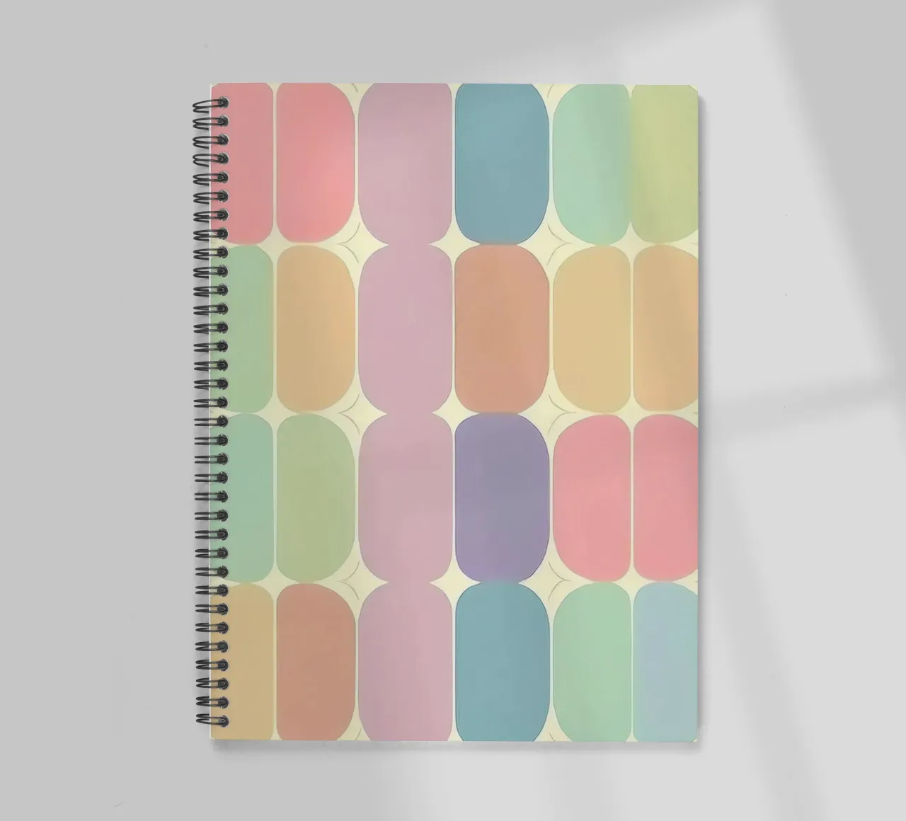 Retro Pastel Ovals: A Playful Pattern for Your Home spiral notebook by HoneyDesignsByK