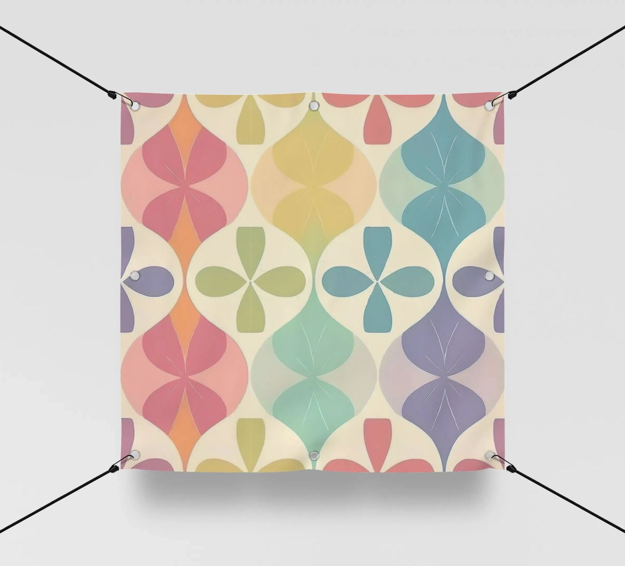Moderner pastellfarbener Chevron-Regenbogen: Ein Statement Wandkunst PVC Plane von HoneyDesignsByK