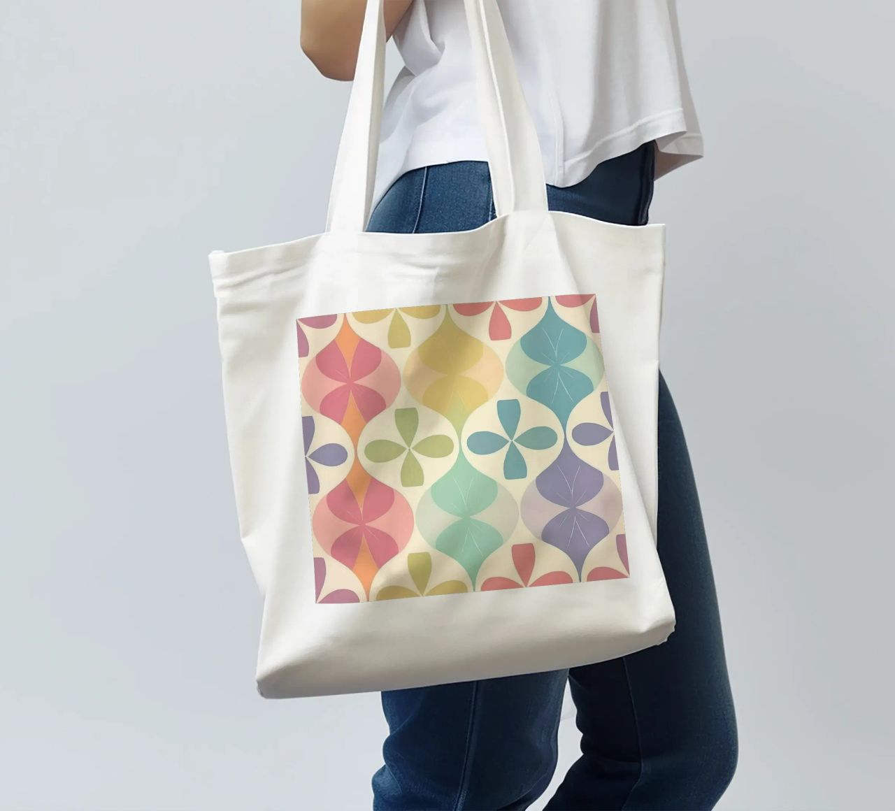Moderner pastellfarbener Chevron-Regenbogen: Ein Statement Wandkunst Jutebeutel von HoneyDesignsByK