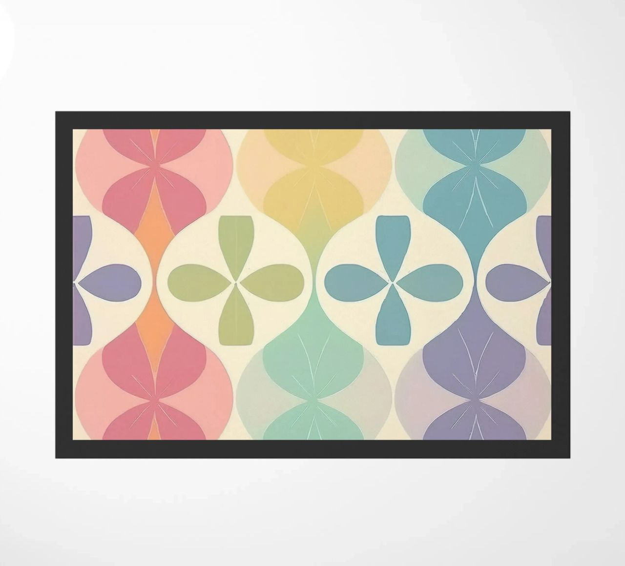 Moderner pastellfarbener Chevron-Regenbogen: Ein Statement Wandkunst Fußmatte von HoneyDesignsByK