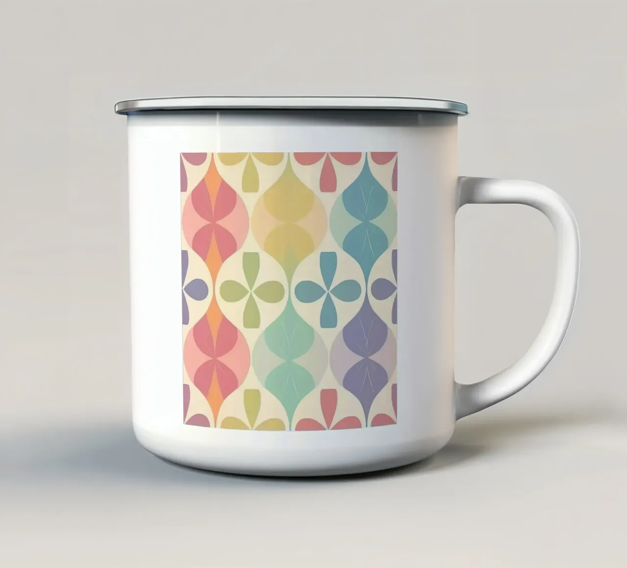 Moderno arcobaleno Chevron pastello: Un'opera d'arte da parete di grande effetto tazza in smalto da HoneyDesignsByK