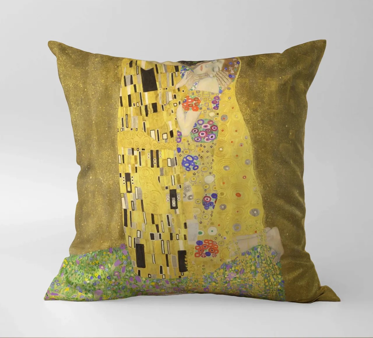Gustav Klimt - The Kiss decorative cushion by apoloprints
