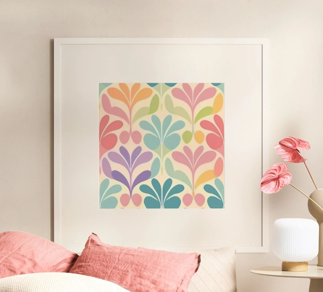Floral inspirierter Regenbogen: Zarte Pastell-Muster-Kunst Poster von HoneyDesignsByK