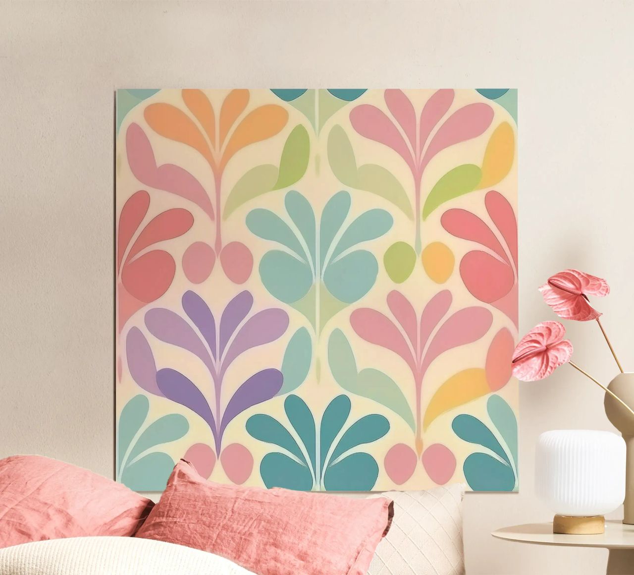 Floral inspirierter Regenbogen: Zarte Pastell-Muster-Kunst Poster von HoneyDesignsByK