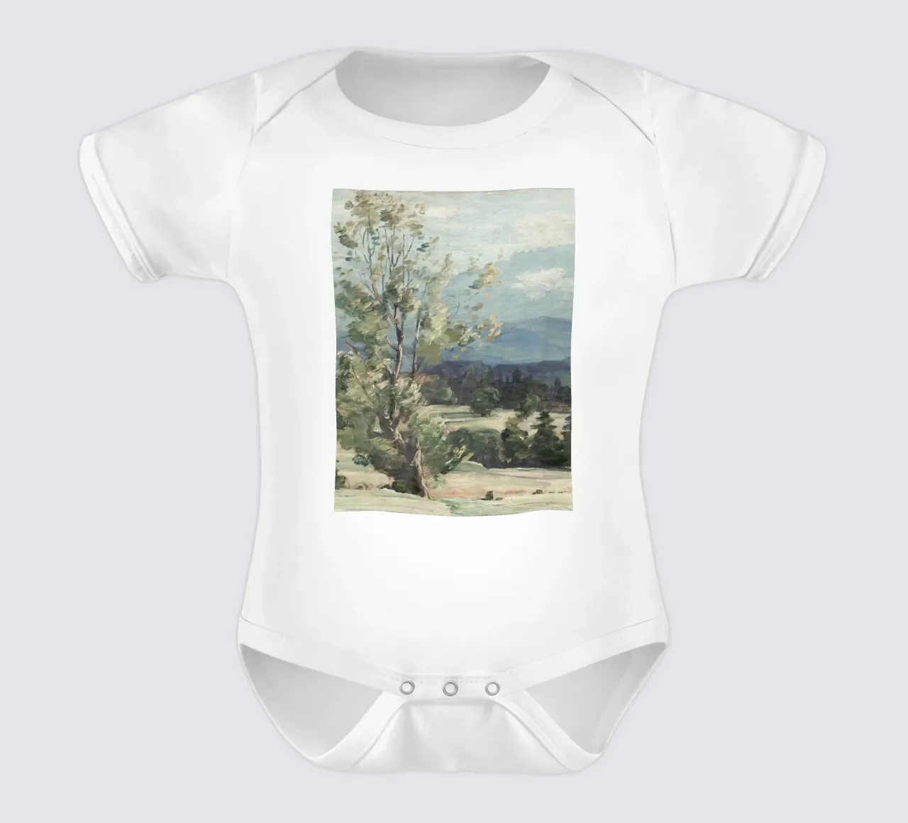Pine Tree Landscape body neonato maniche corte da apoloprints