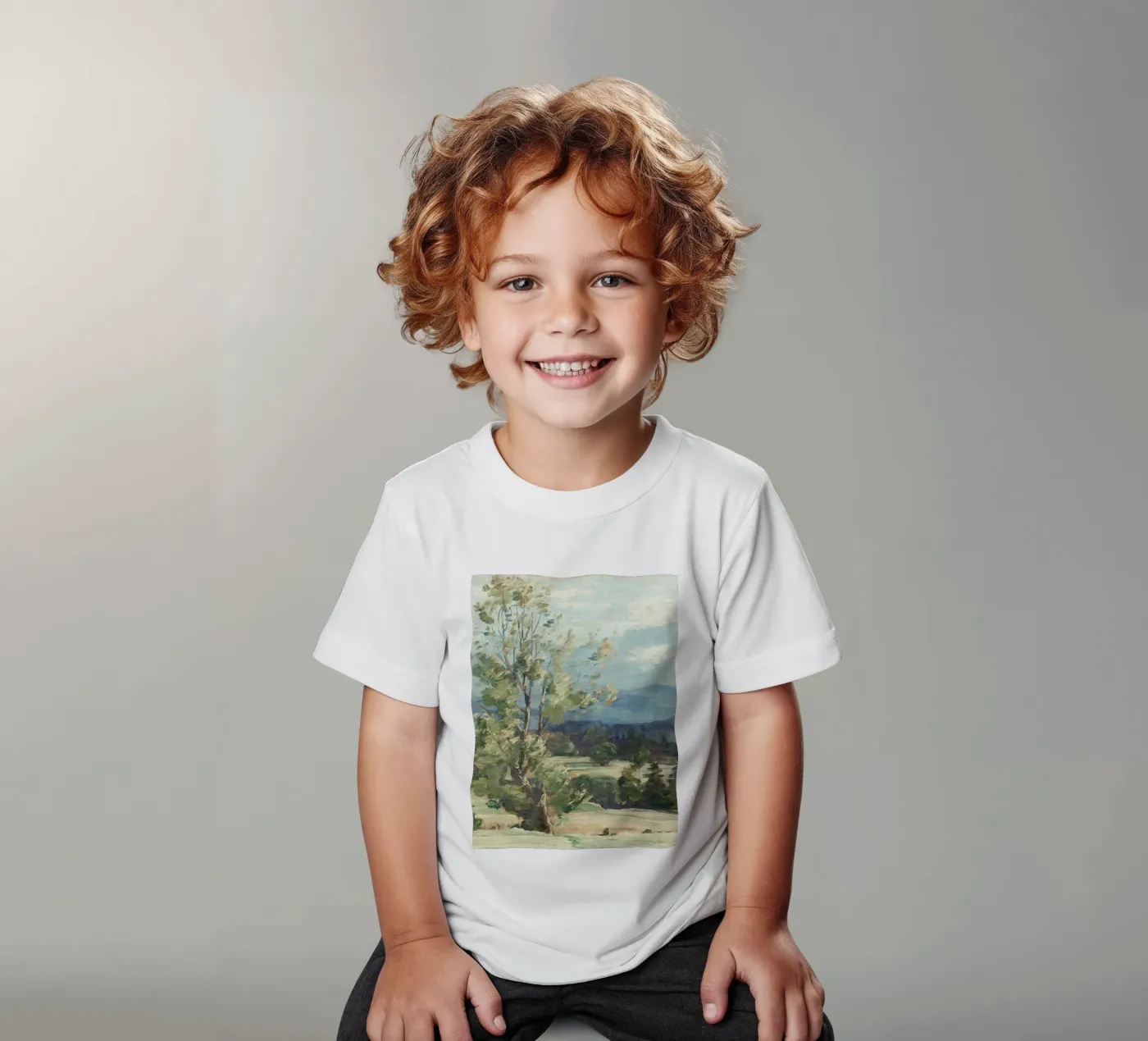 Pine Tree Landscape Kinder T-Shirt von Apolo Prints