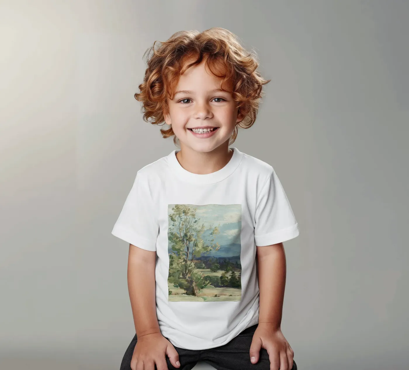 Pine Tree Landscape Kinder T-Shirt von Apolo Prints