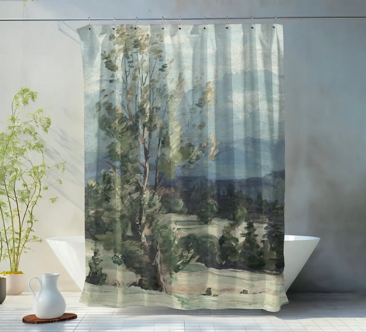 Pine Tree Landscape tenda da doccia da apoloprints