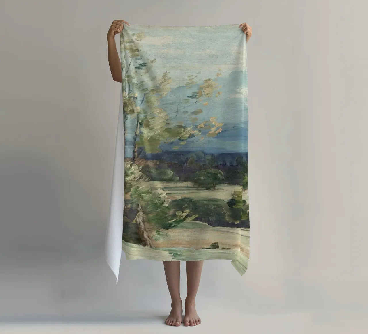 Pine Tree Landscape beach towel by Apolo Prints