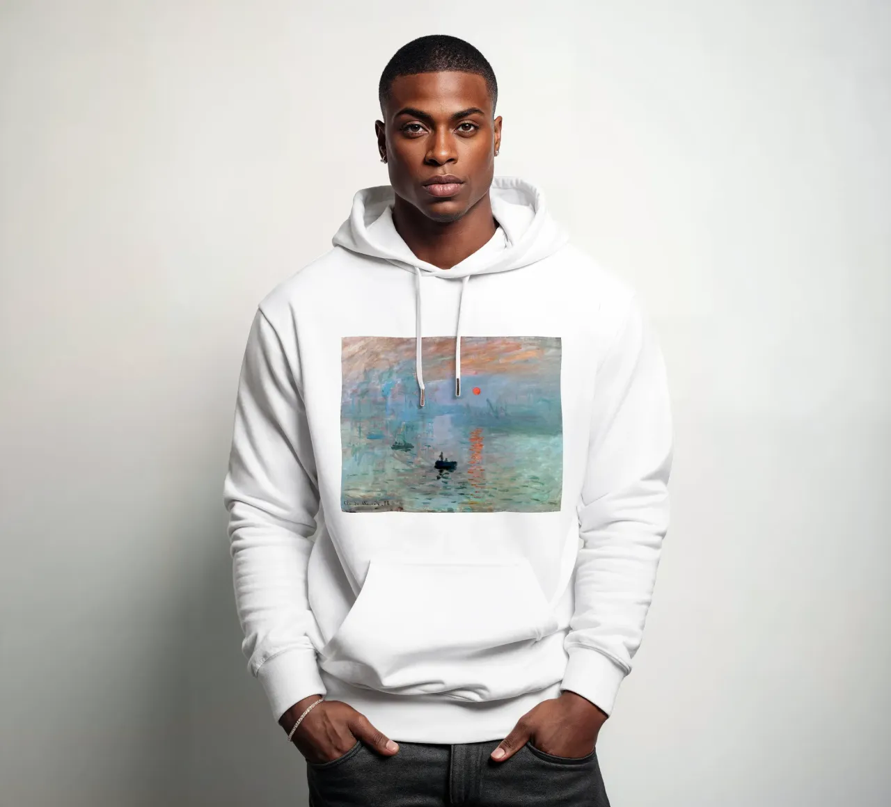 Monet - Impression Sunrise felpa con cappuccio da apoloprints