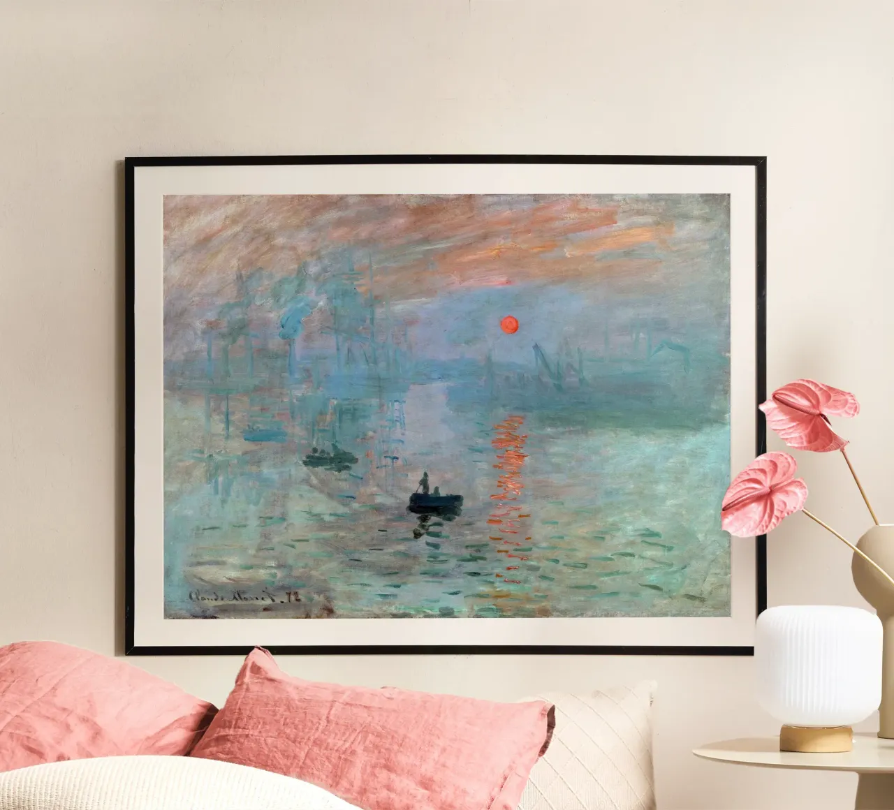 Monet - Impression Sunrise poster con telaio in legno da apoloprints