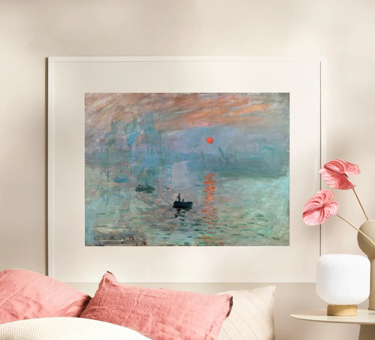 Monet - Impression Sunrise poster con telaio in legno da apoloprints