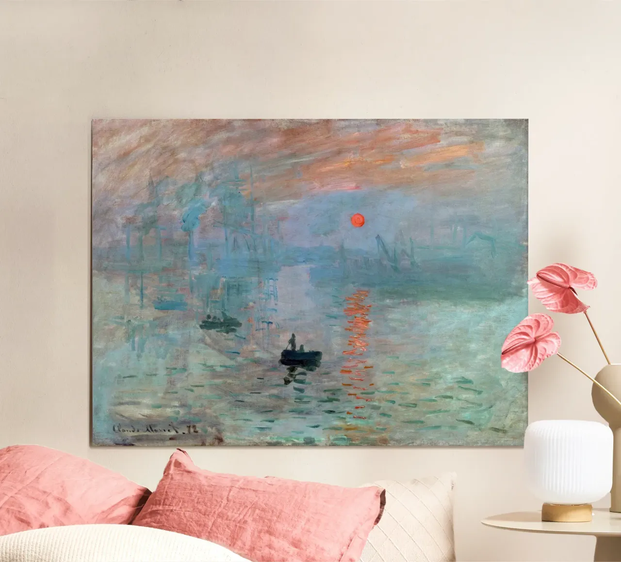 Monet - Impression Sunrise poster con telaio in legno da apoloprints