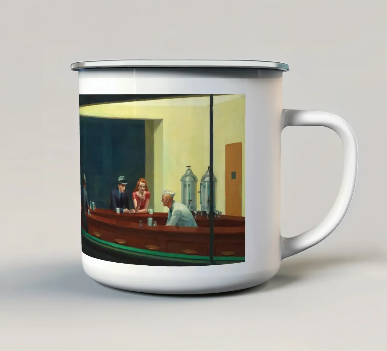 Nighthawks - Edward Hopper tazza in smalto da apoloprints