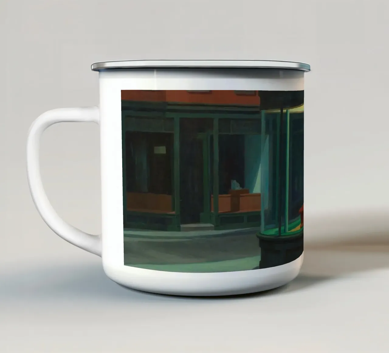 Nighthawks - Edward Hopper tazza in smalto da apoloprints