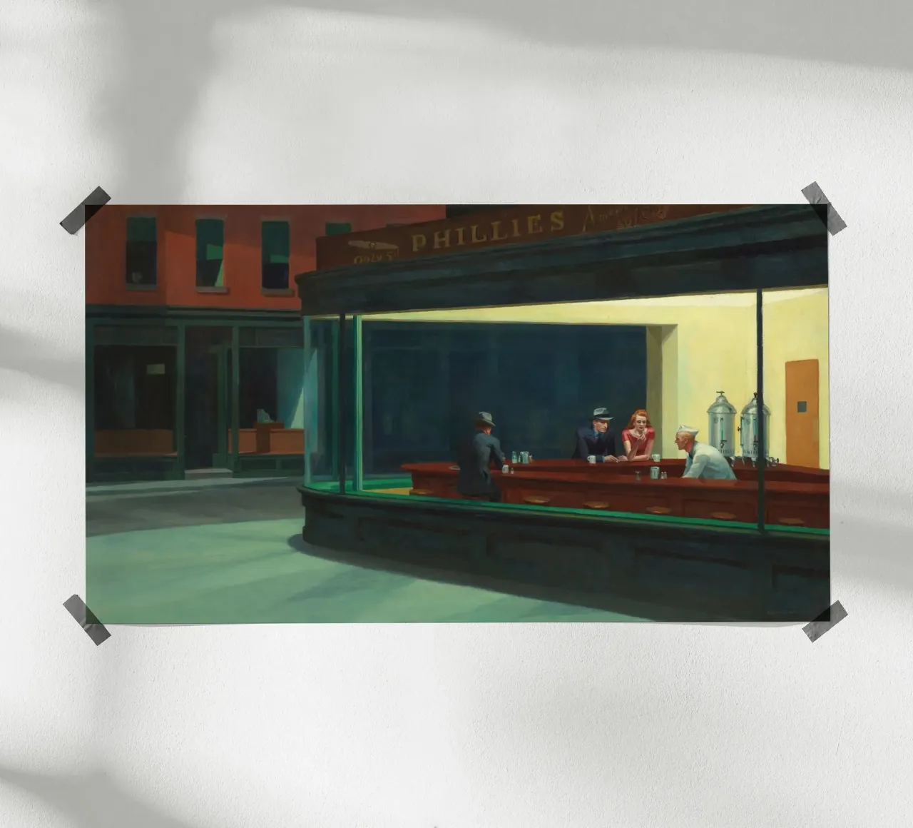 Nighthawks - Edward Hopper poster con telaio in legno da apoloprints