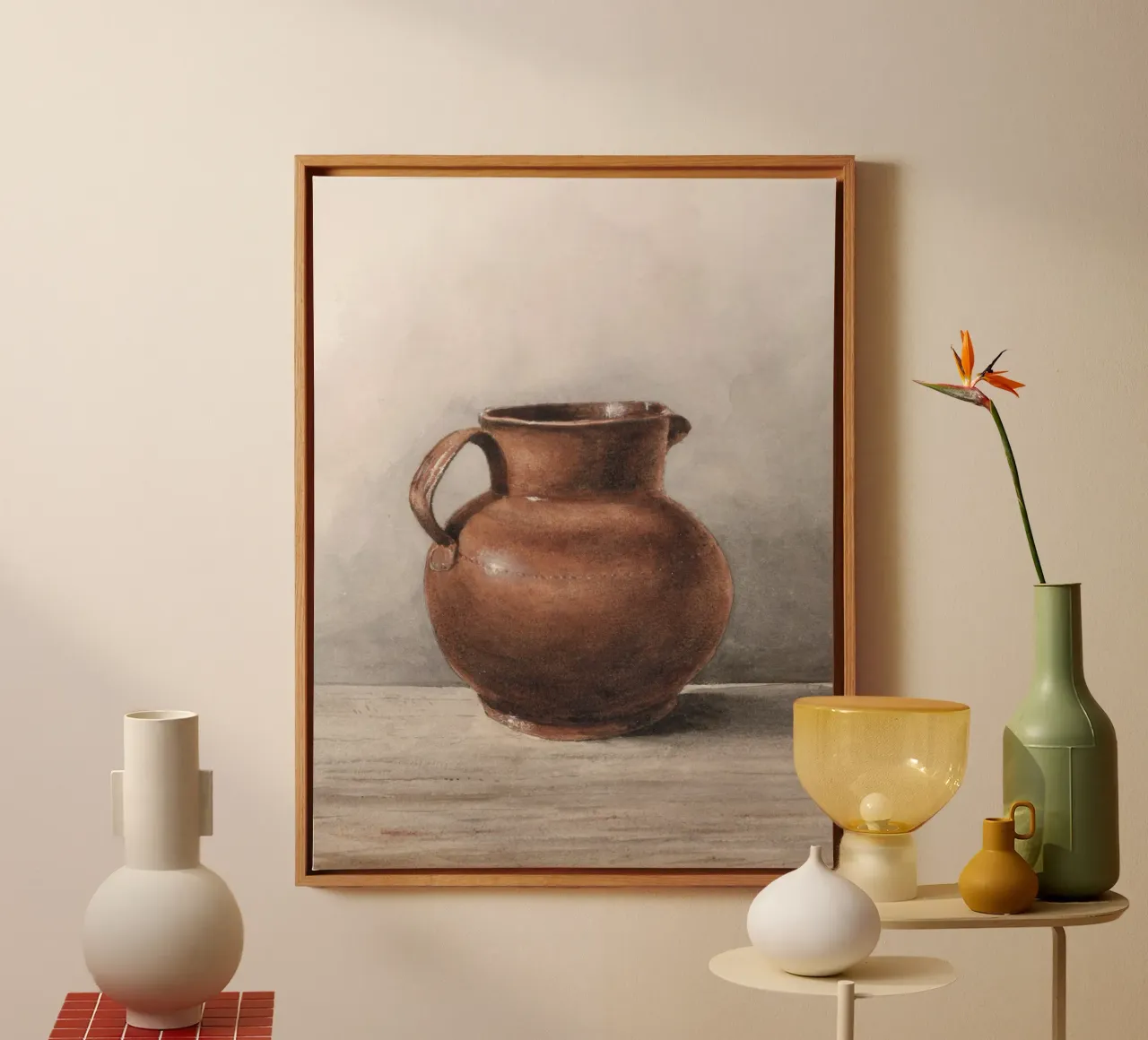 Rustic Jug canvas met Baklijst van apoloprints