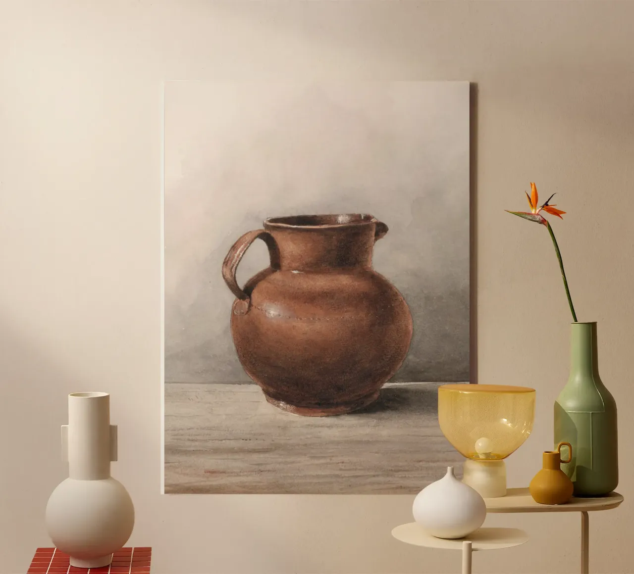 Rustic Jug canvas met Baklijst van apoloprints