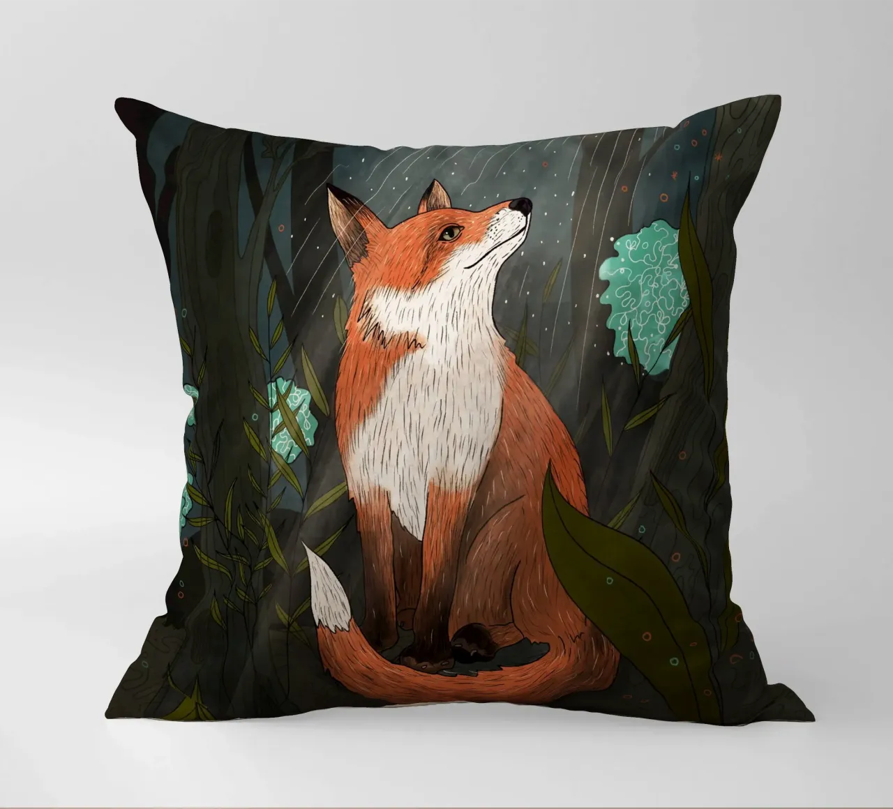 Fox in the magical forest decorative cushion by AnimalArt