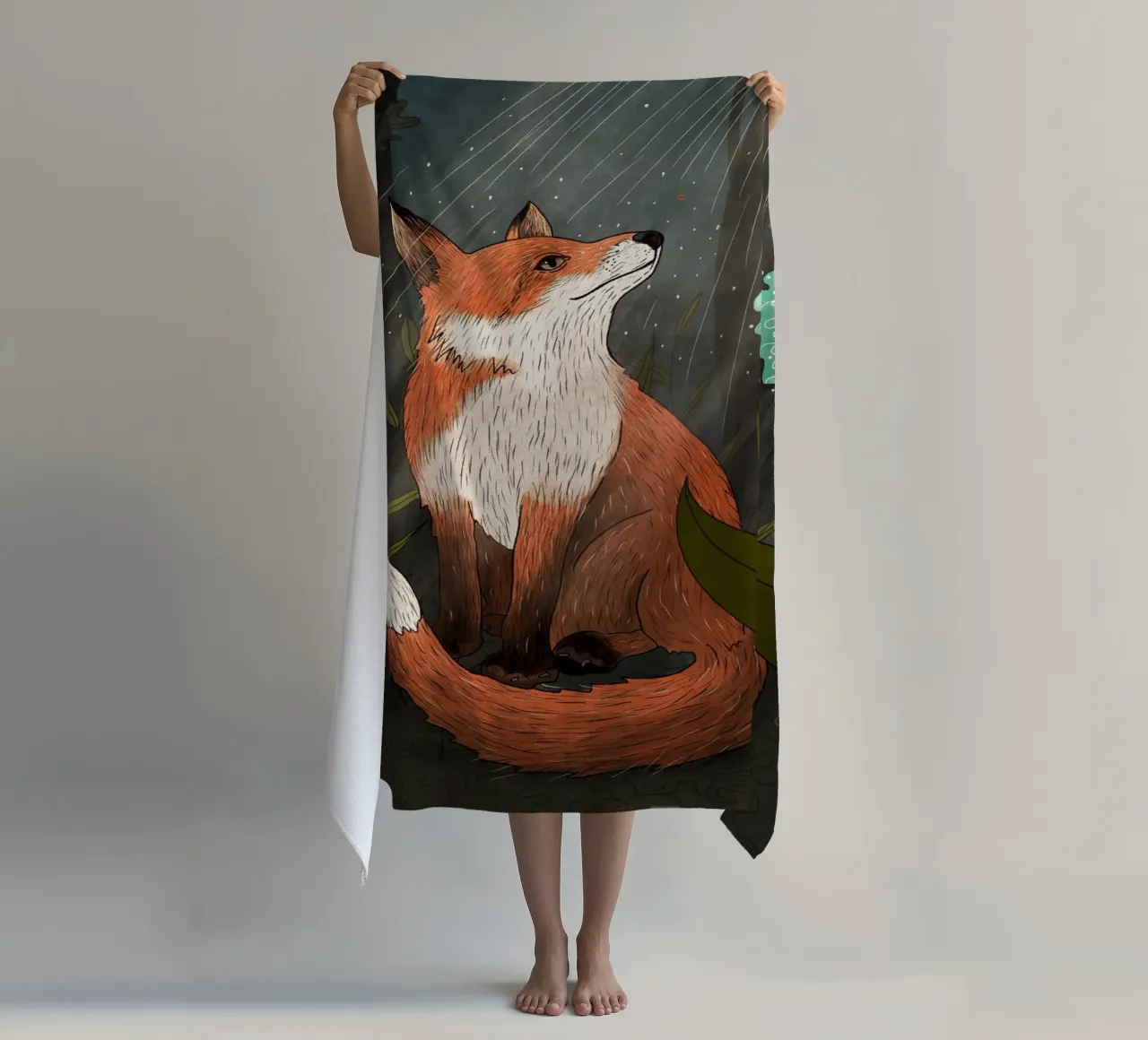 La volpe nella foresta magica telo mare da AnimalArt
