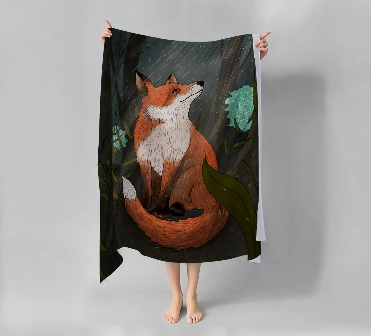 La volpe nella foresta magica telo mare da AnimalArt