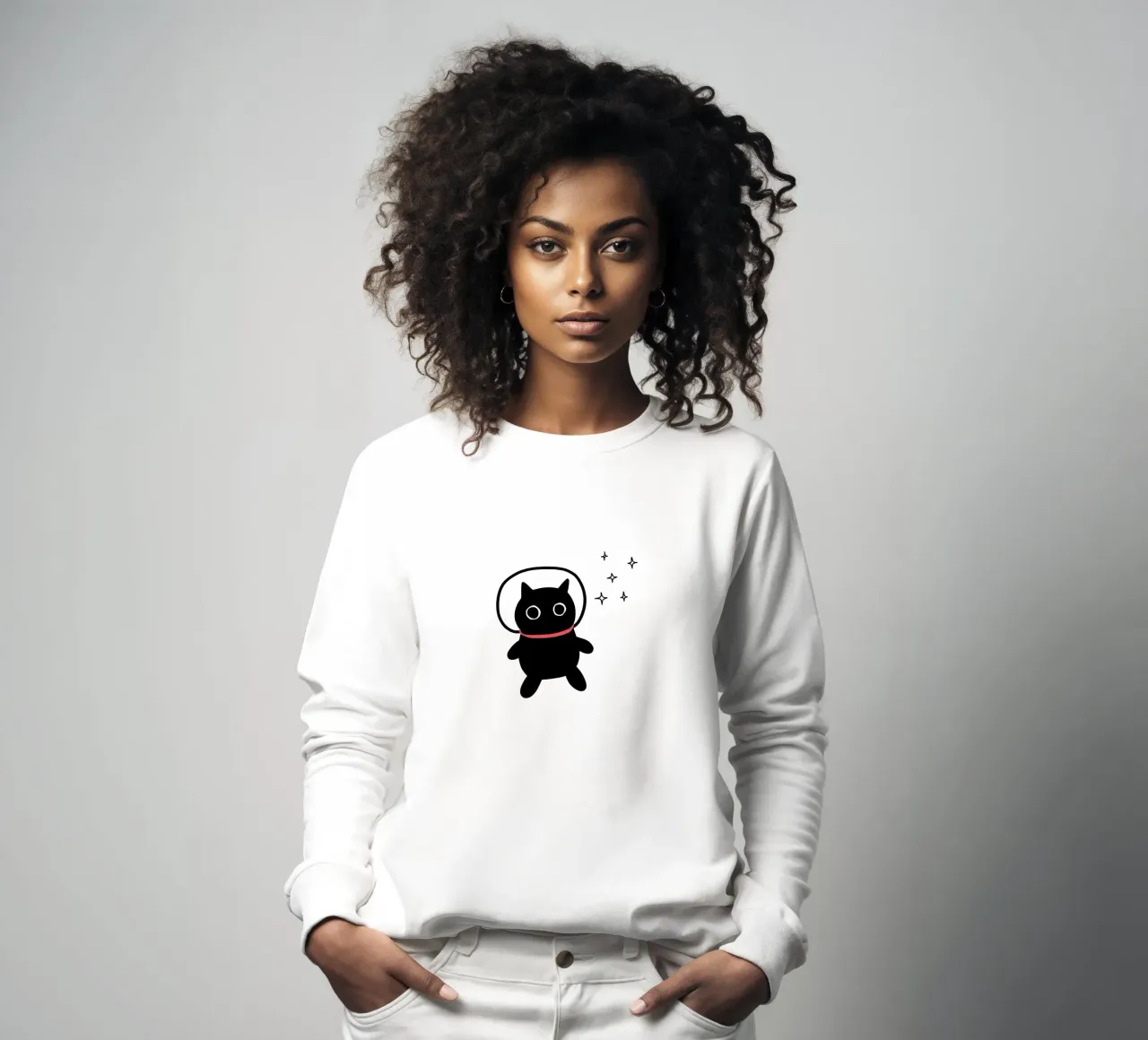 Cat lost in space Sweatshirt von BAINAI