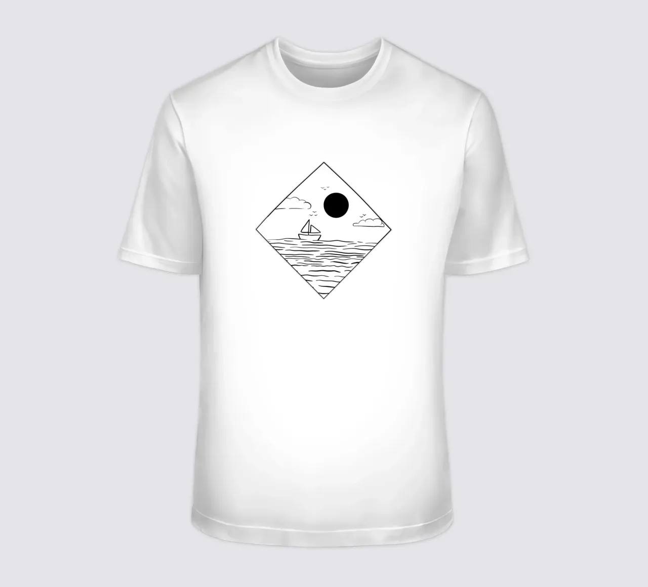 Boot im Meer Line Art t-shirt da BAINAI