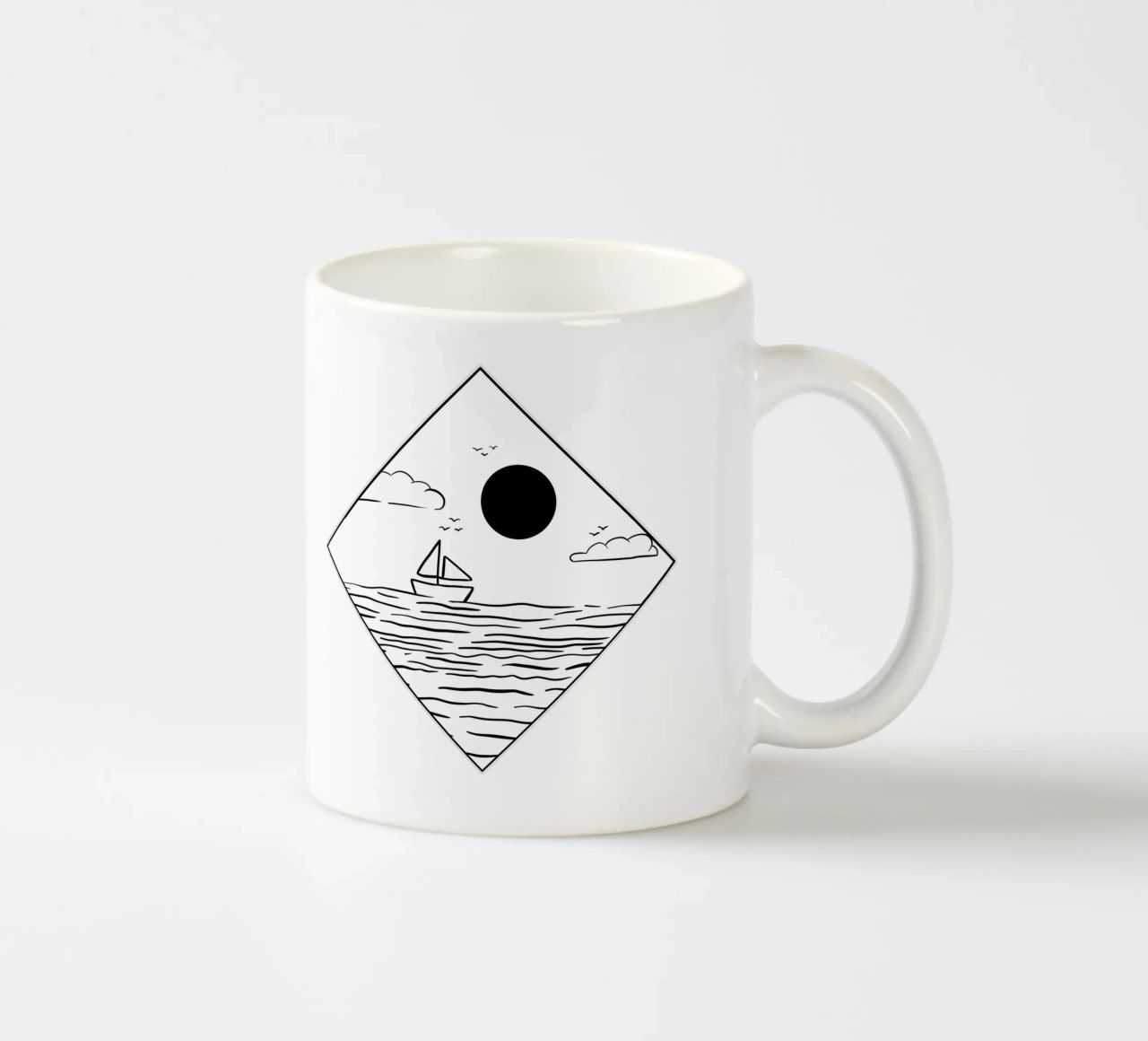 Boot im Meer Line Art tazza in ceramica da BAINAI