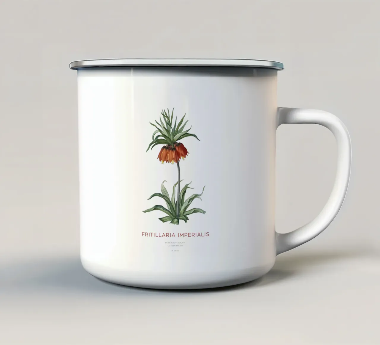 Tulipano curdo o Fritillaria imperialis tazza in smalto da Vintagrafica