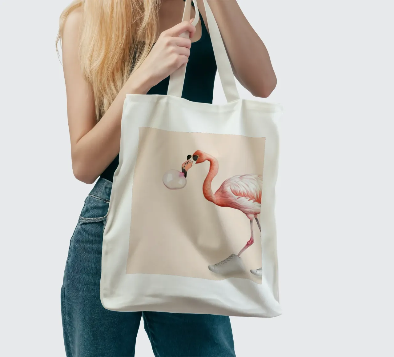 BUBBLE GUM FLAMINGO borsa in juta da Dagmar Pels