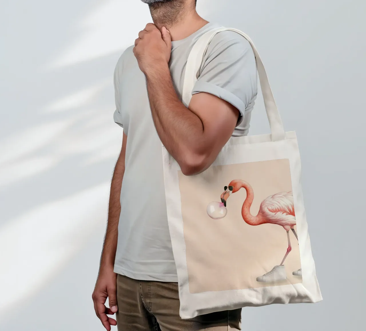 BUBBLE GUM FLAMINGO borsa in juta da Dagmar Pels
