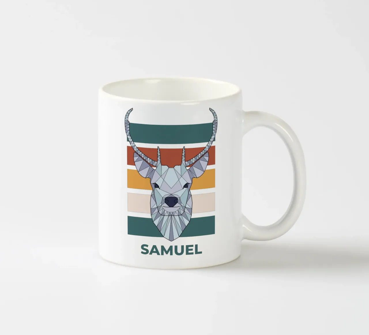 Retro Hirsch mit Name tazza in ceramica da BAINAI KIDS