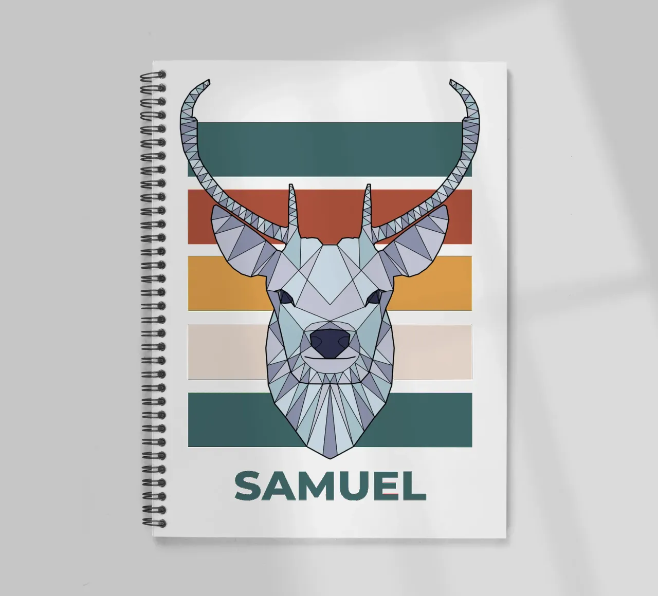 Retro Hirsch mit Name spiral notebook by BAINAI KIDS