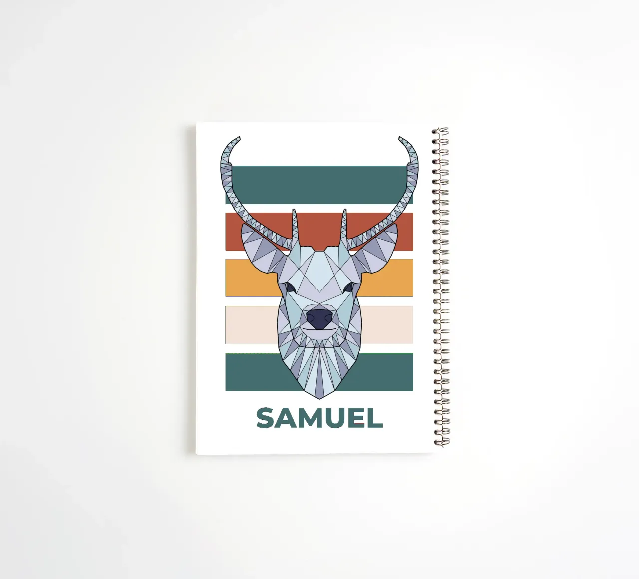Retro Hirsch mit Name spiral notebook by BAINAI KIDS