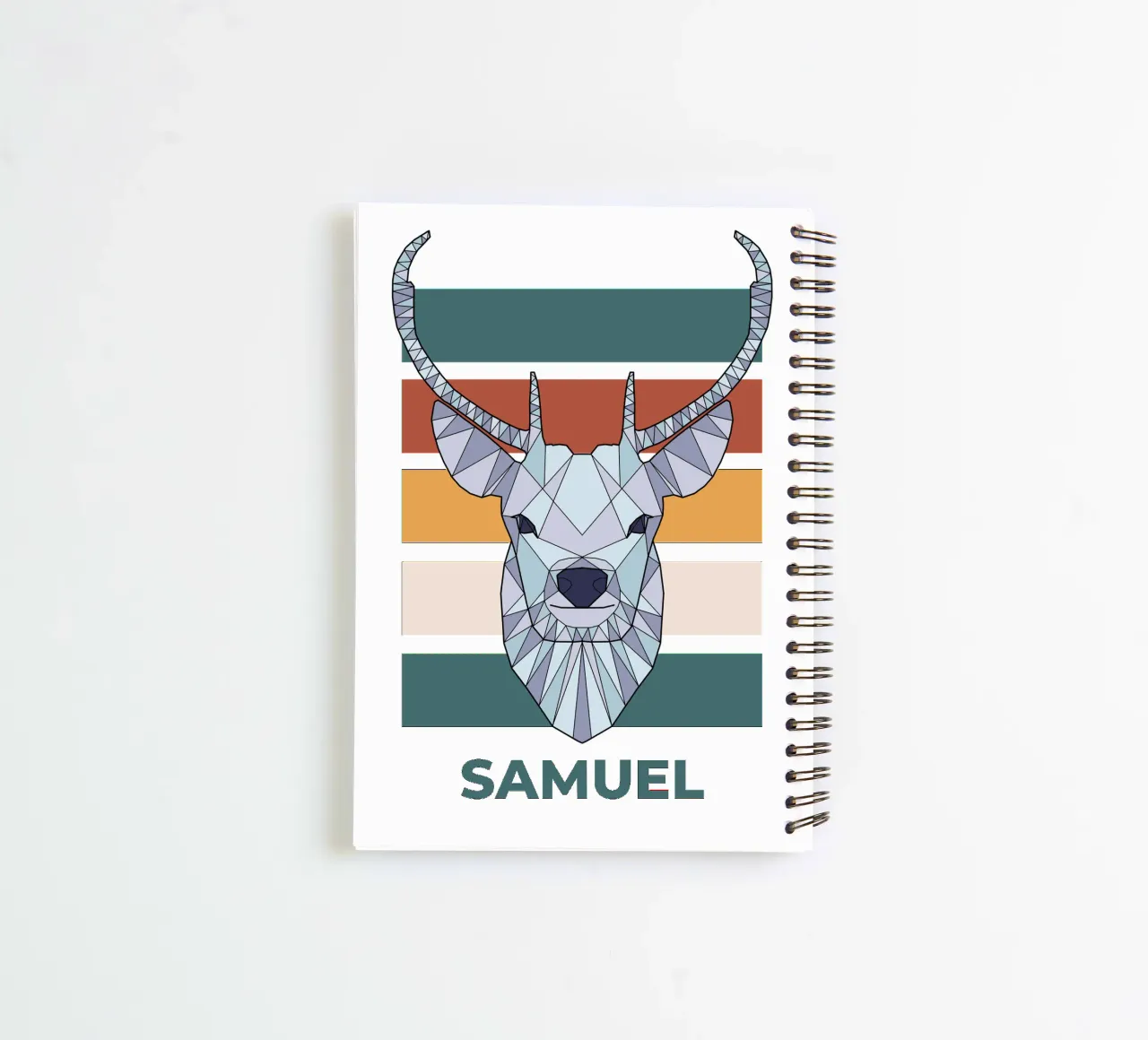 Retro Hirsch mit Name spiral notebook by BAINAI KIDS