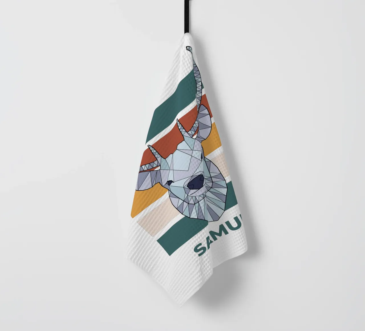 Retro Hirsch mit Name canovaccio da cucina da BAINAI KIDS