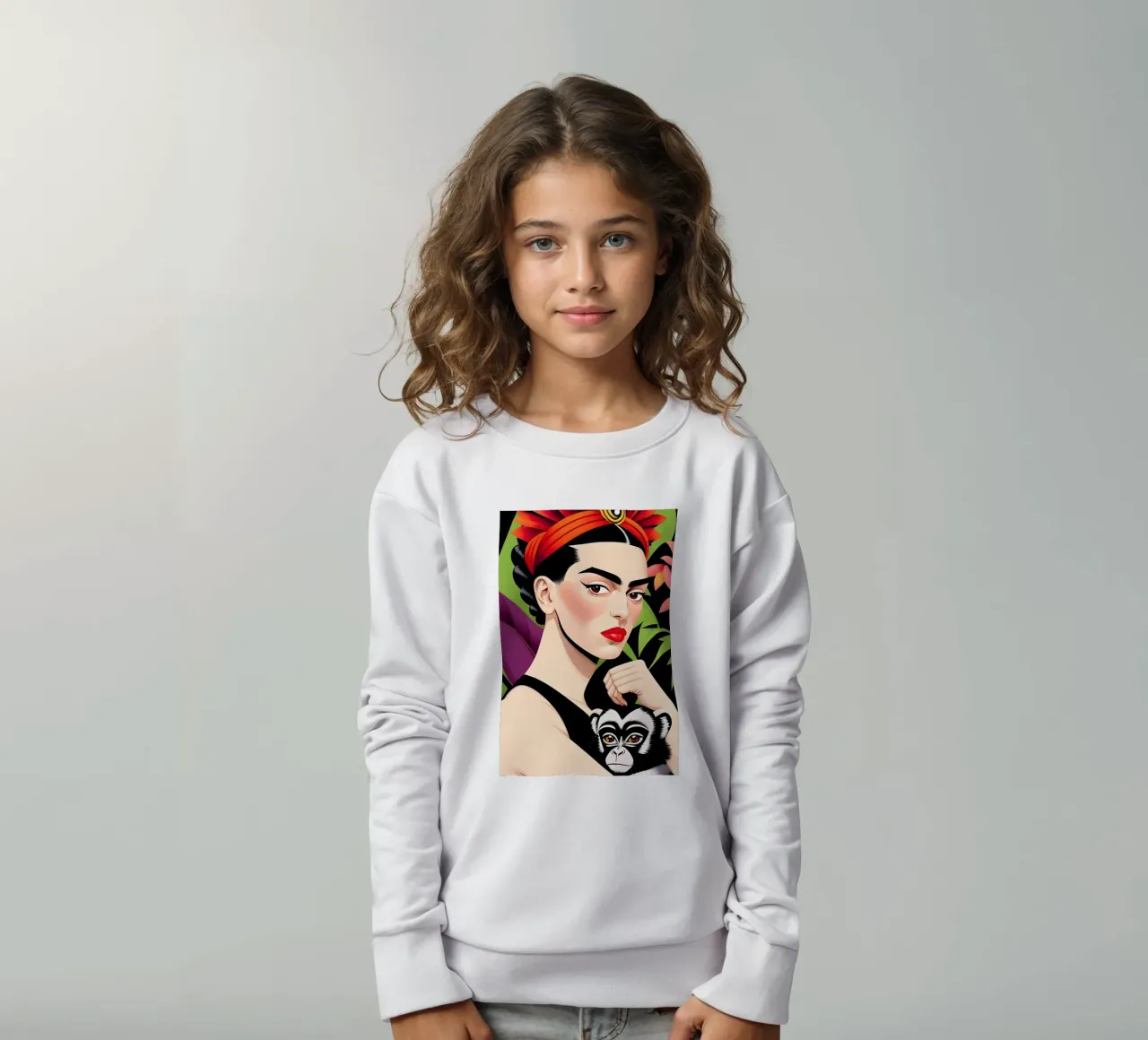 FRIDA KAHLO CON SCIMMIA felpa bambino da ART DECO