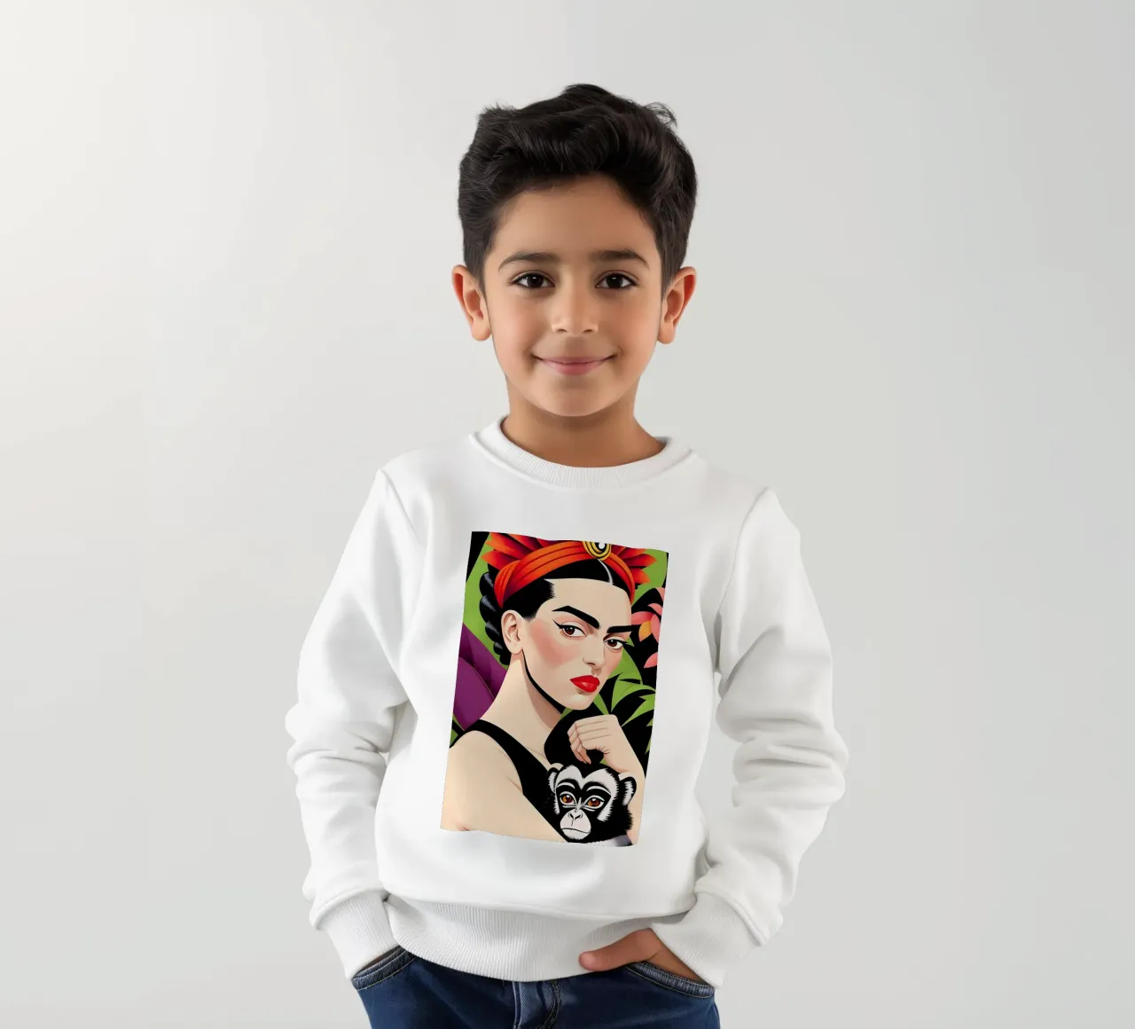FRIDA KAHLO CON SCIMMIA felpa bambino da ART DECO