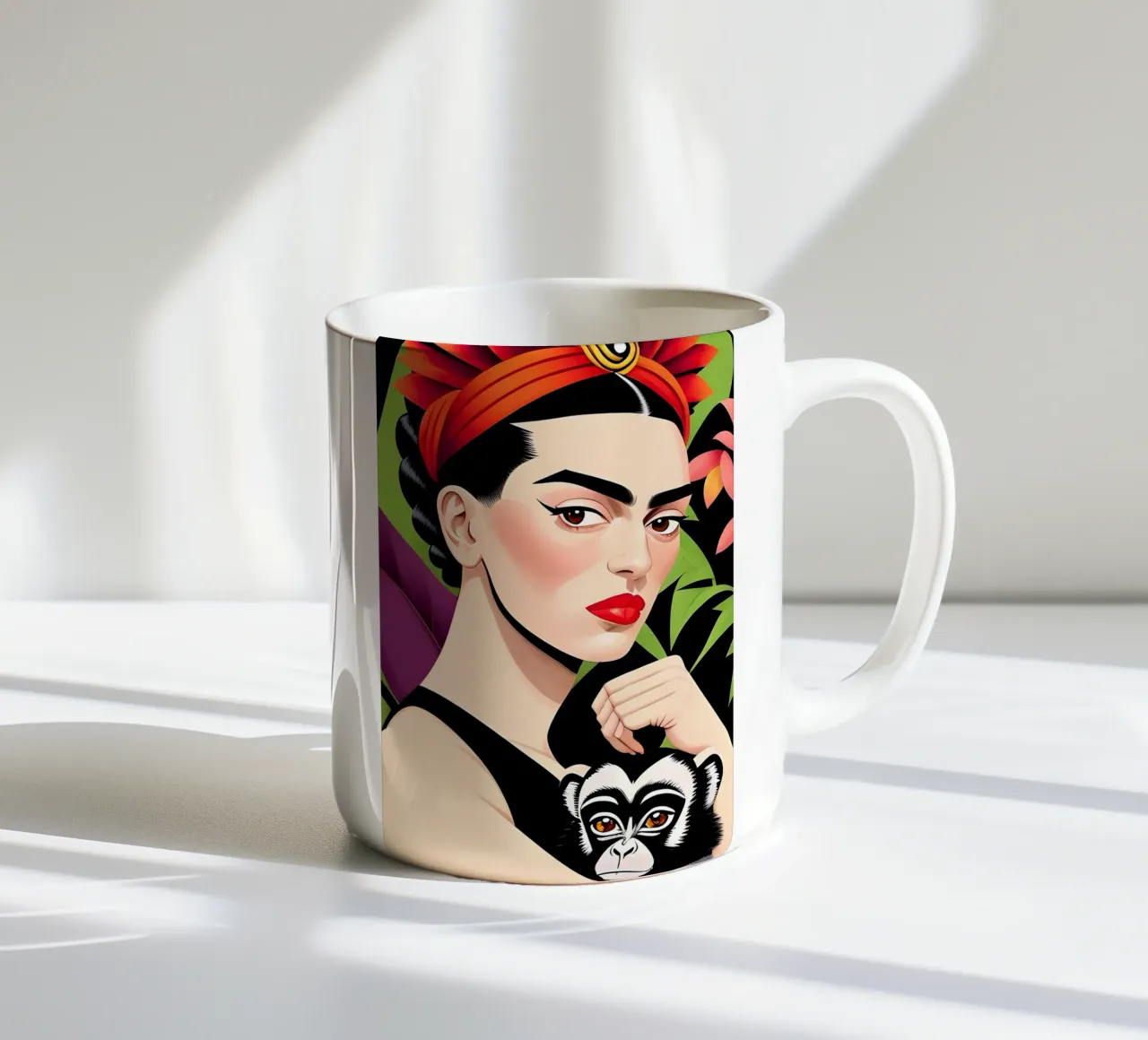 FRIDA KAHLO CON SCIMMIA tazza in ceramica da ART DECO