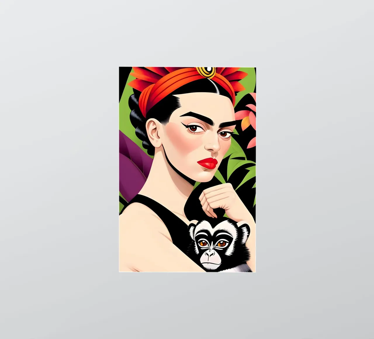 FRIDA KAHLO WITH MONKEY sticker by ART DECO