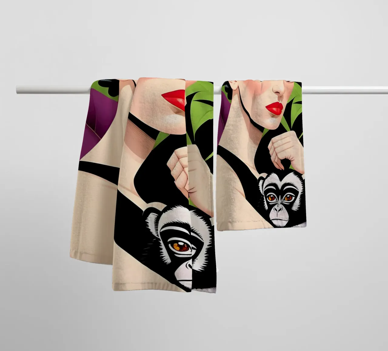 FRIDA KAHLO CON SCIMMIA asciugamano da bagno da ART DECO