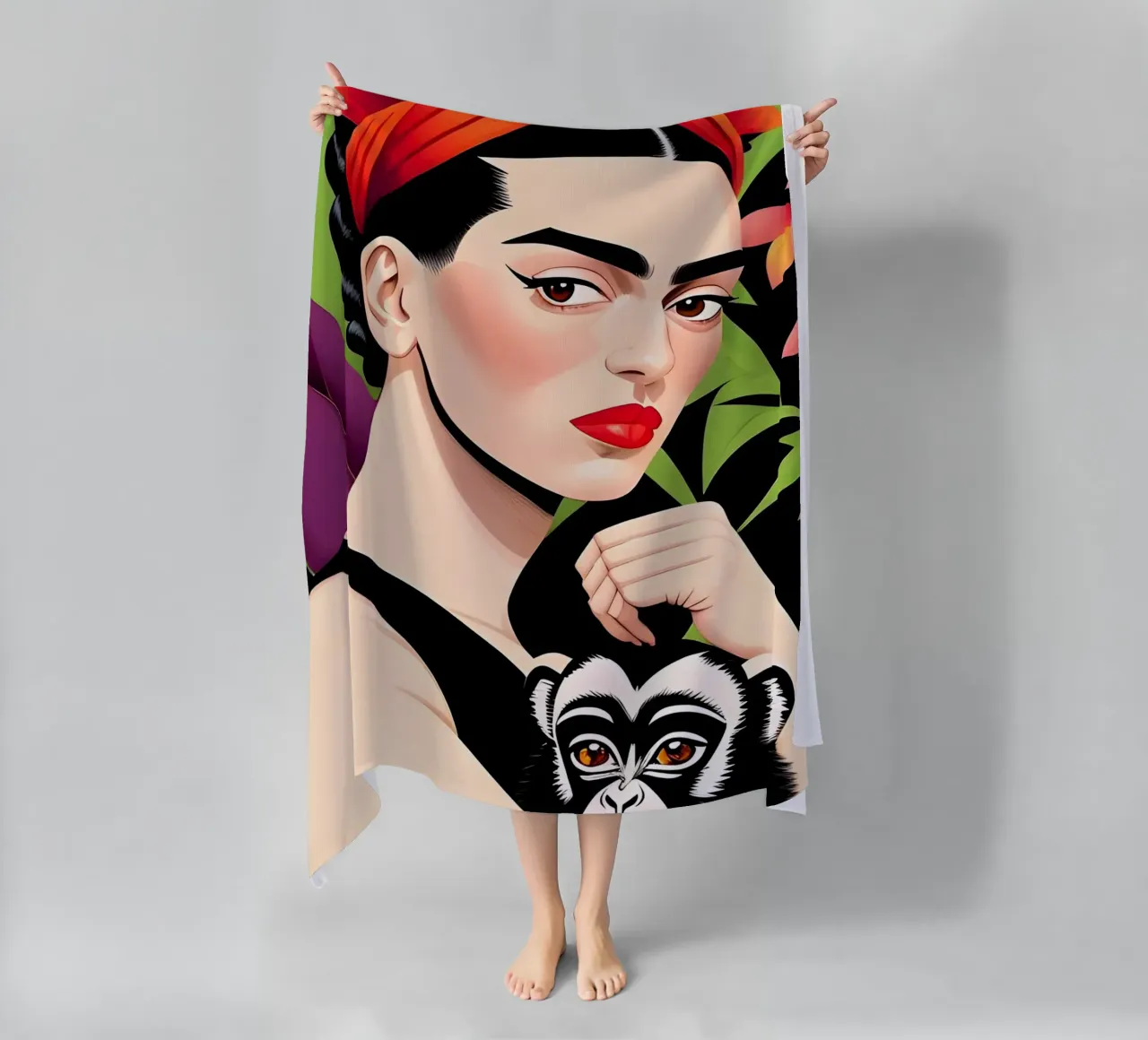 FRIDA KAHLO CON SCIMMIA telo mare da ART DECO