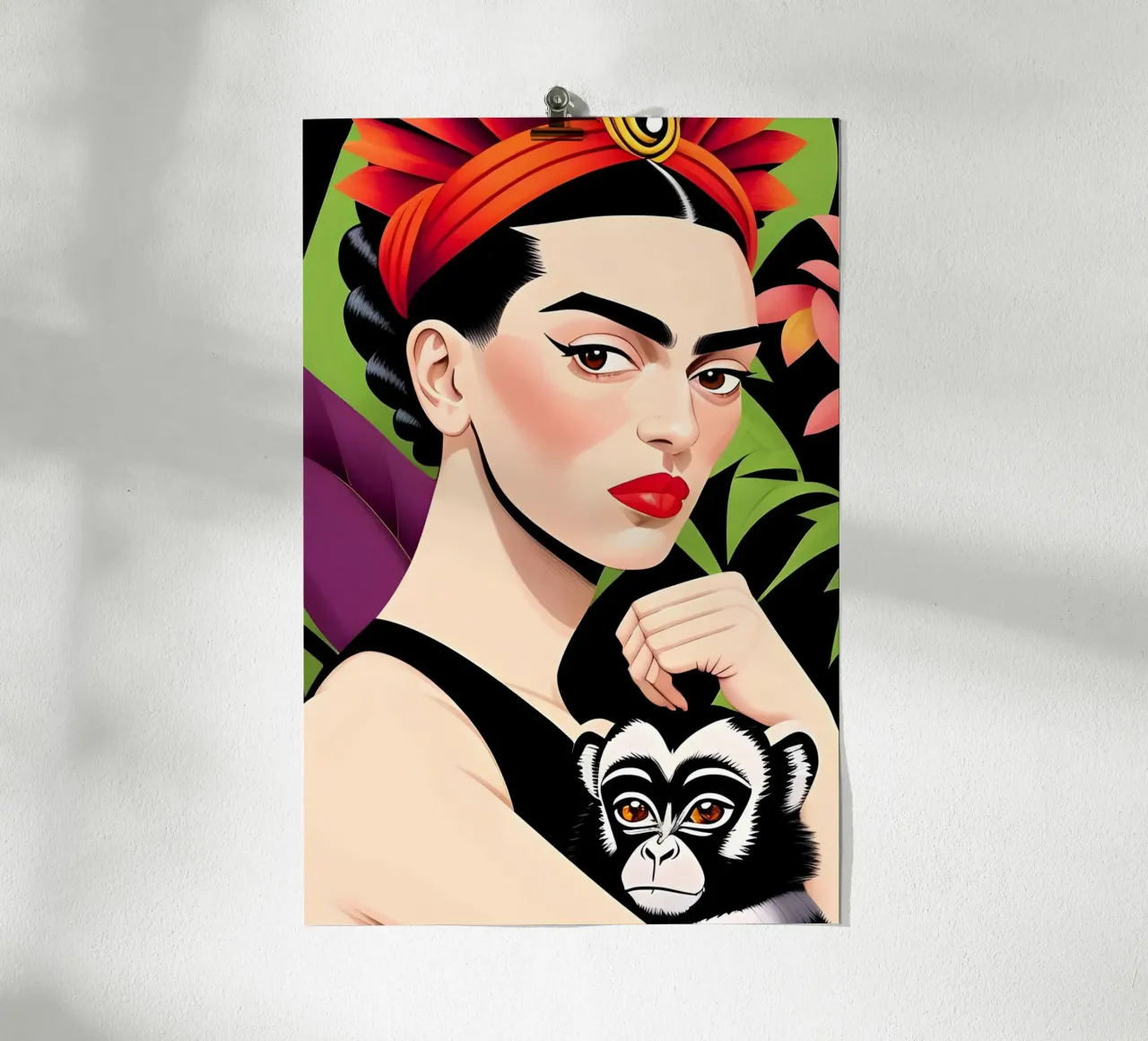 FRIDA KAHLO CON SCIMMIA carta hahnemühle da ART DECO