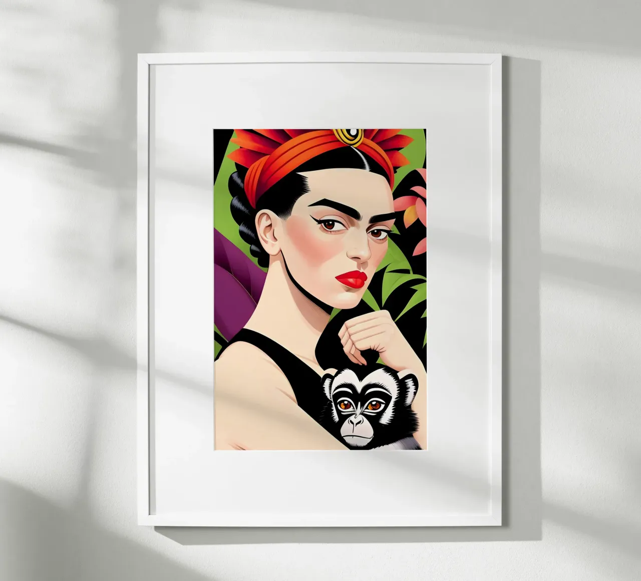 FRIDA KAHLO CON SCIMMIA carta hahnemühle da ART DECO